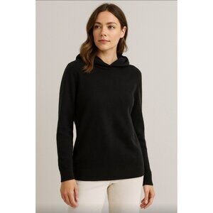 The Cashmere Project Drawstring Pullover Hoodie Sweater Black Sz M